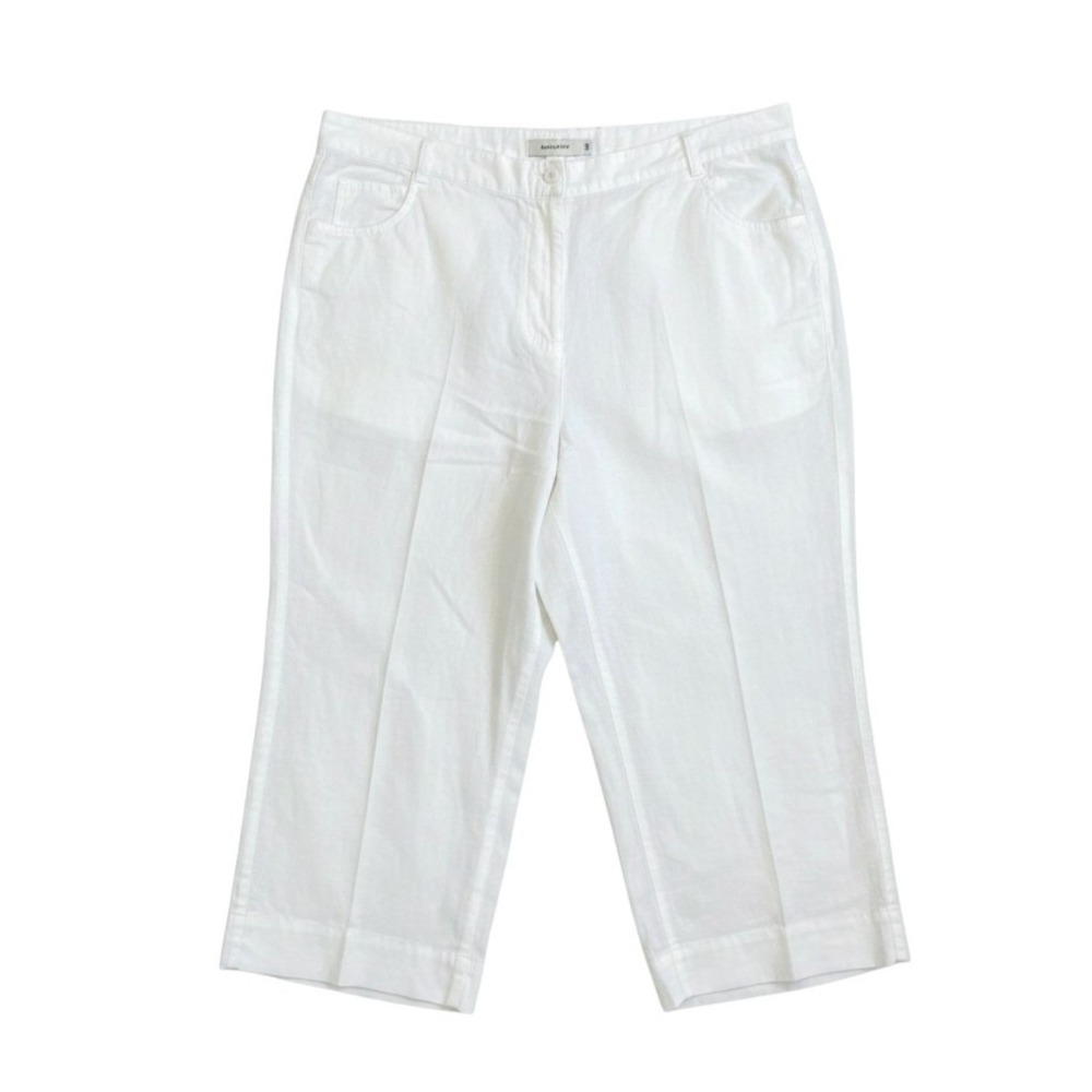 Eileen Fisher Linen Cropped Capri Pants 1X White Coastal Lagenlook Resortwear